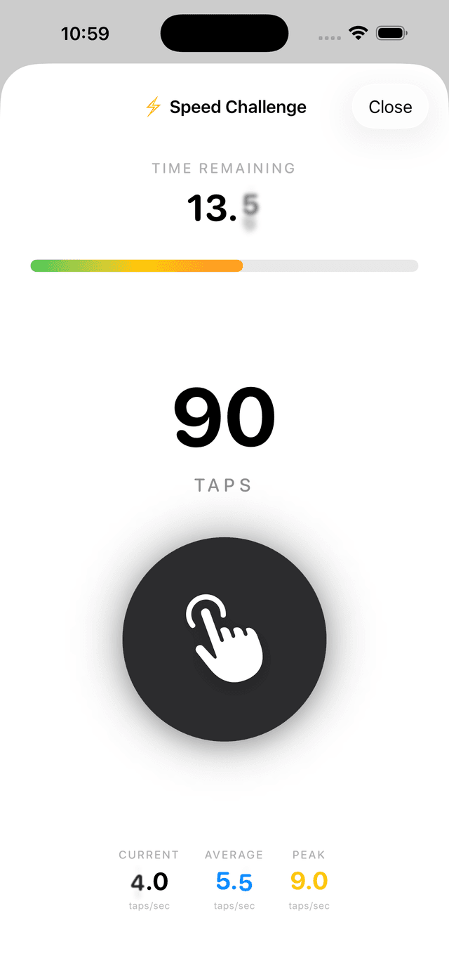 Speed challenge mode with timer and performance metrics